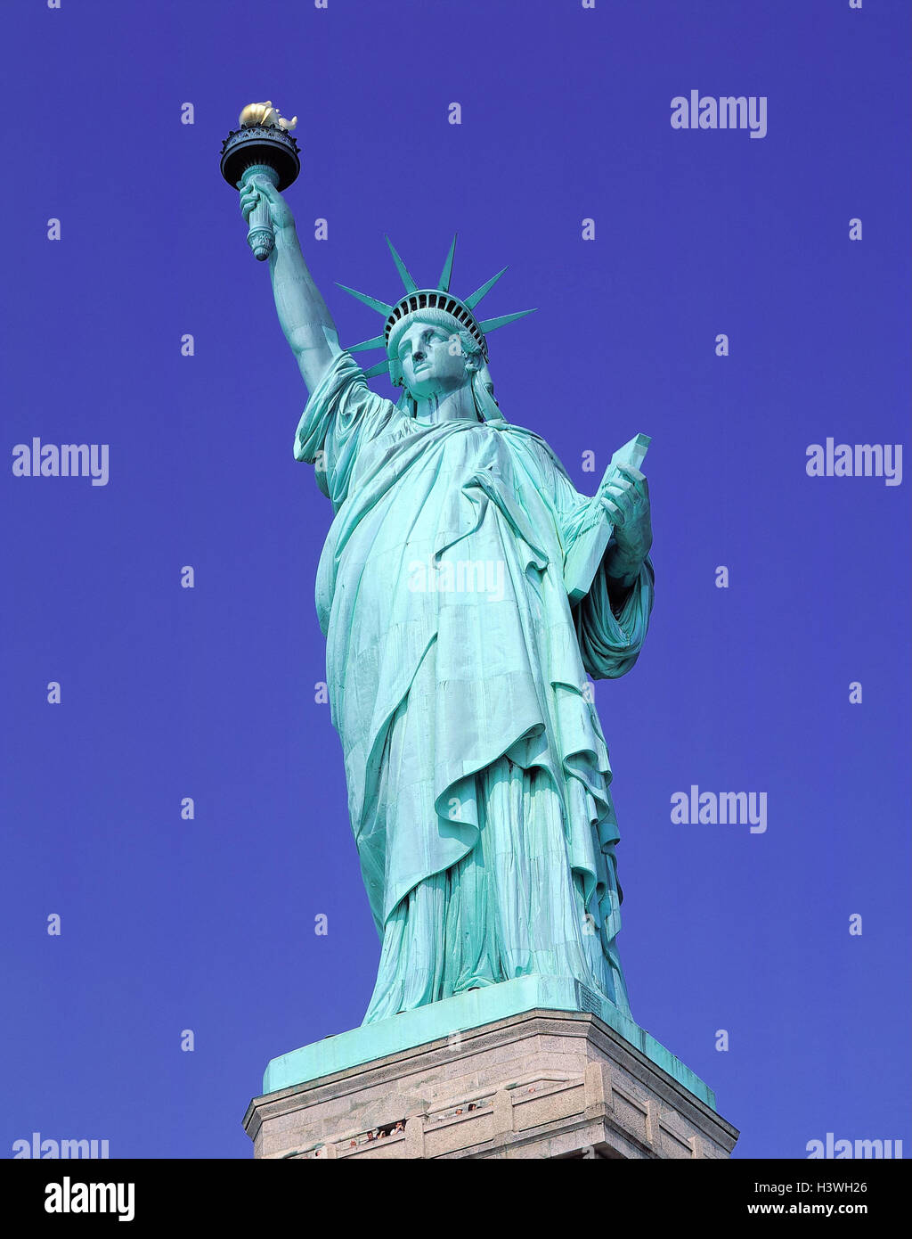 Die USA, New York City, die Freiheitsstatue, Amerika, Weltstadt, Liberty Island, Freiheitsstatue, Statue, Höhe 46 m, UNESCO-Weltkulturerbe, Sehenswürdigkeit, Kultur, Sehenswürdigkeit, touristische Attraktion Stockfoto