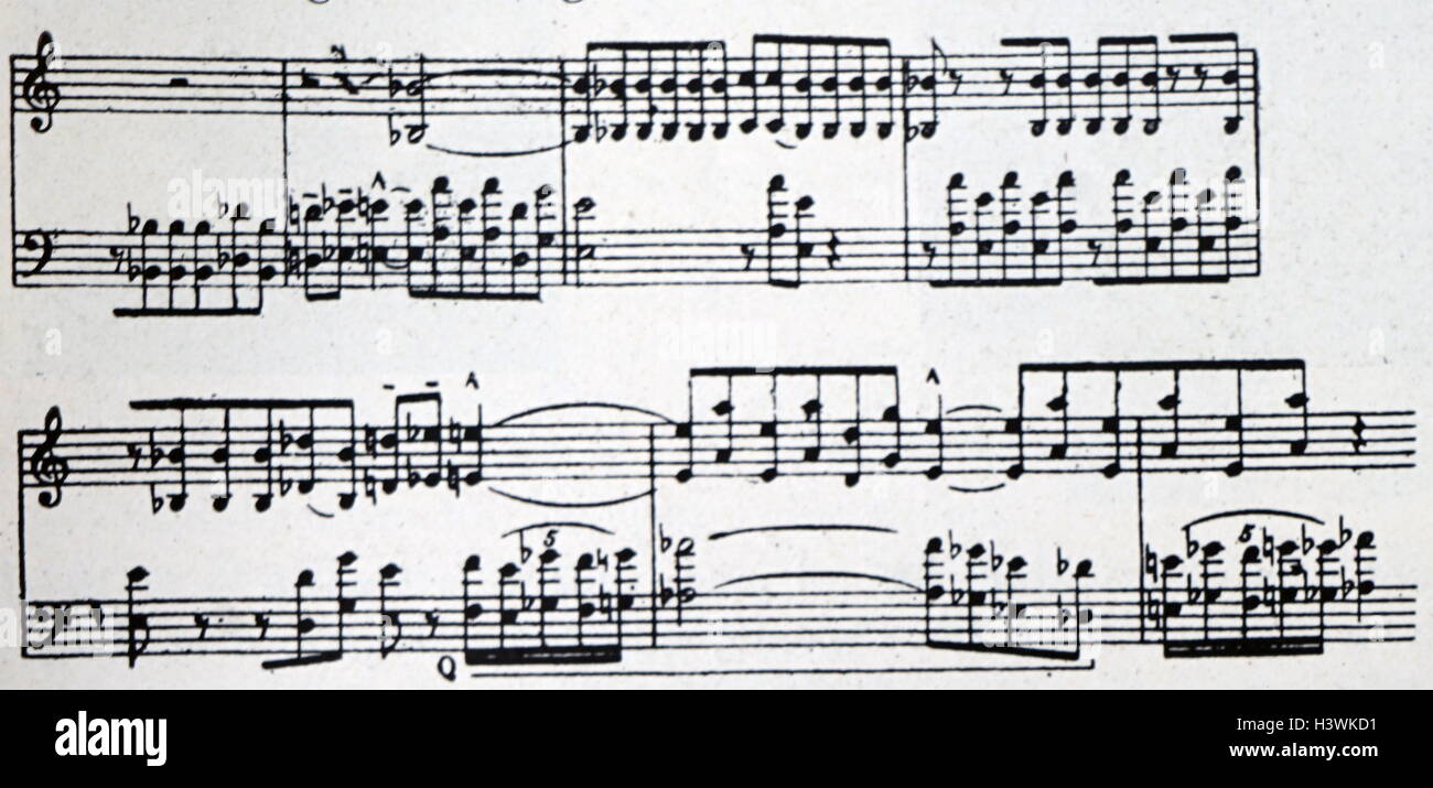 Der Beginn des Streichquartett Nr. 5 vom Béla Bartók (1881-1945), ungarischer Komponist und Pianist. Vom 20. Jahrhundert Stockfoto