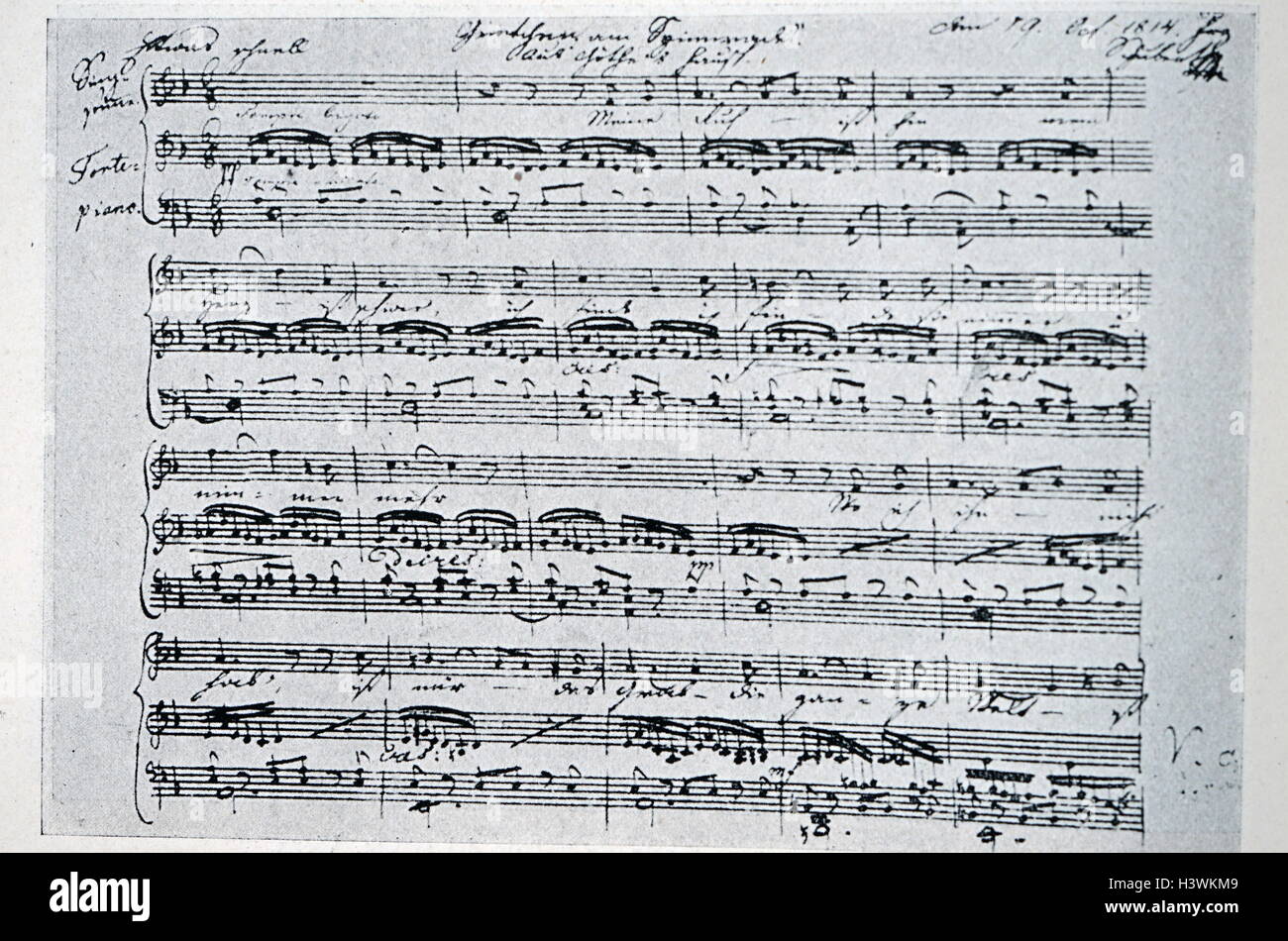 Gretchen bin Spinnrade von Franz Schubert (1797-1828), ein österreichischer Komponist. Vom 19. Jahrhundert Stockfoto