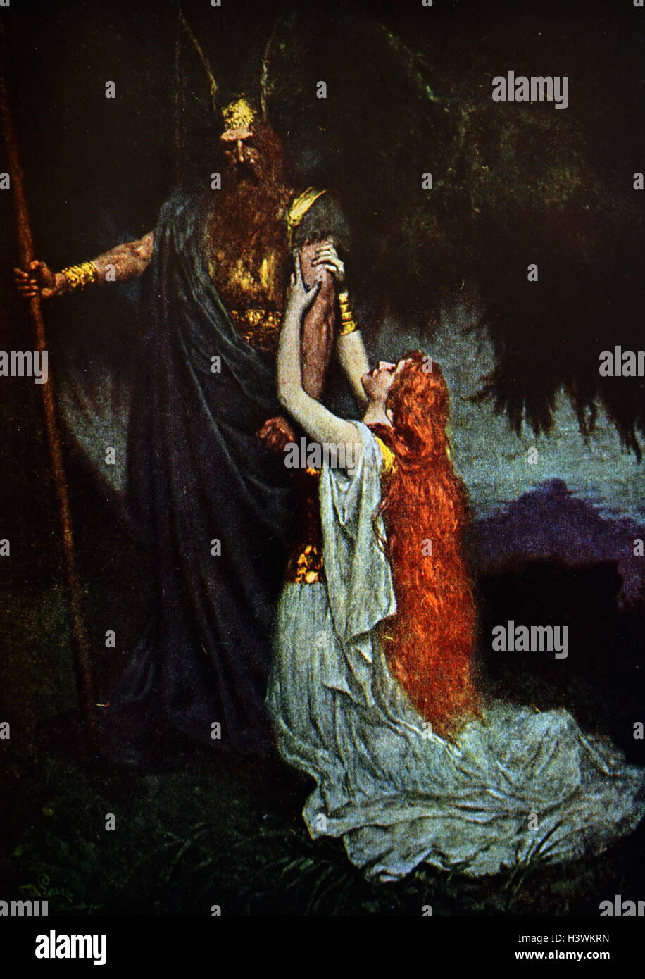 Gemälde der Darstellung einer Szene aus dem Music drama, die Walküre von Richard Wagner (1813) Ein deutscher Komponist, Regisseur, Polemiker, und Dirigent. Vom 19. Jahrhundert Stockfoto Gemälde der Darstellung einer Szene aus dem Music drama, die Walküre von Richard Wagner (1813) Ein deutscher Komponist, Regisseur, Polemiker, und Dirigent. Vom 19. Jahrhundert Stockfoto
