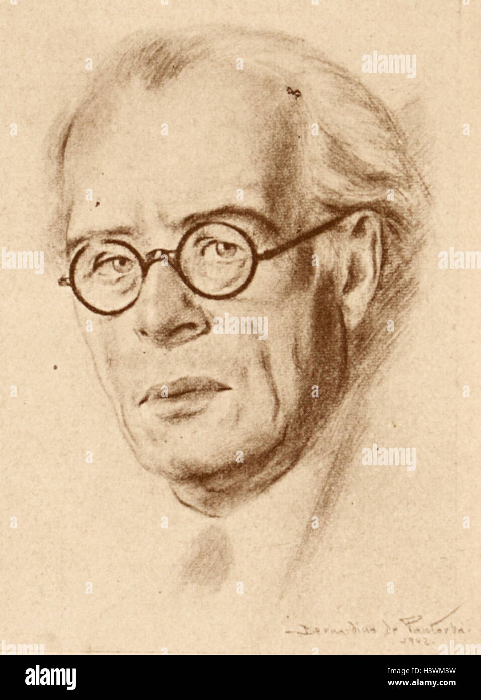 Ricard Lamote de Grignon ich Ribas (1899-1962), katalanischer und spanischer Komponist Orchester Dirigent. Zeichnung von Bernadino de Pantorba Stockfoto