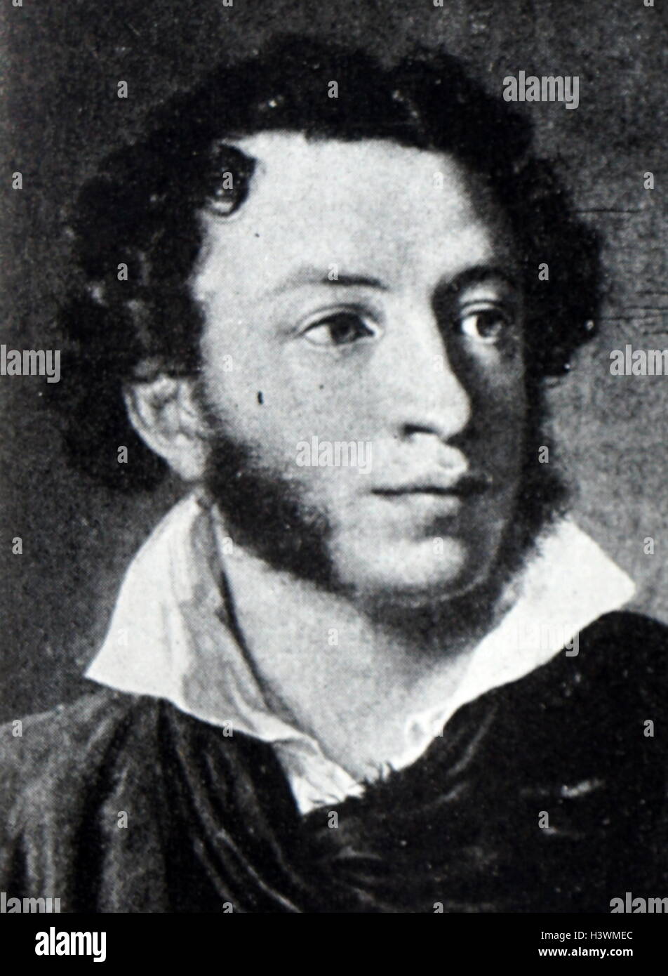Porträt von Alexander Pushkin (1799-1837), russischer Dichter, Dramatiker und Romancier. Vom 19. Jahrhundert Stockfoto