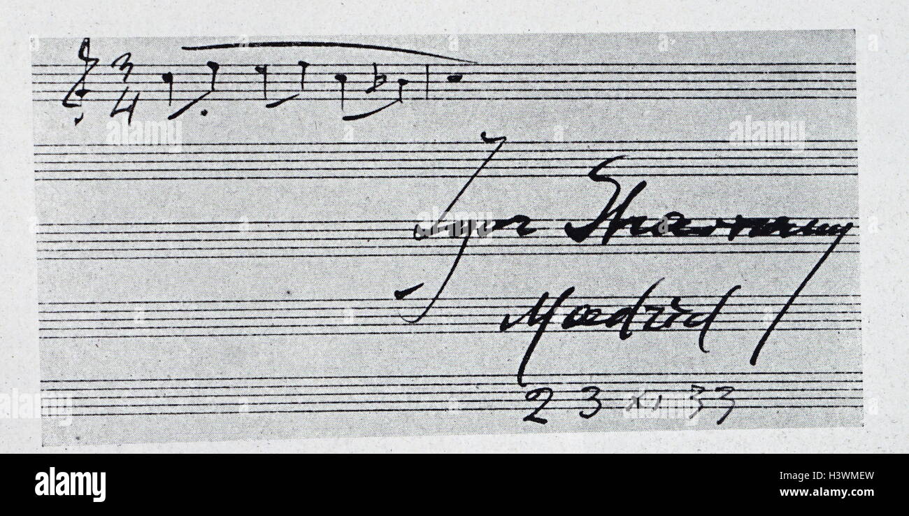 Noten von Igor Stravinsky (1882-1971), russischer Komponist, Pianist und Dirigent. Vom 20. Jahrhundert Stockfoto