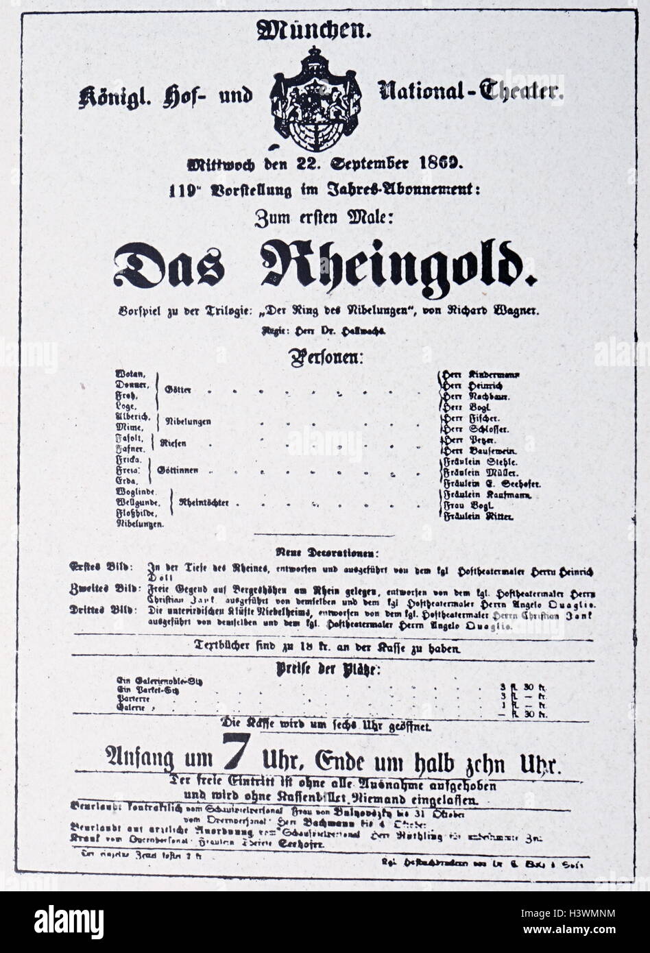 Details von Das Rheingold Oper von Richard Wagner (1813) Ein deutscher Komponist, Regisseur, Polemiker, und Dirigent (1837-1930) vom 19. Stockfoto