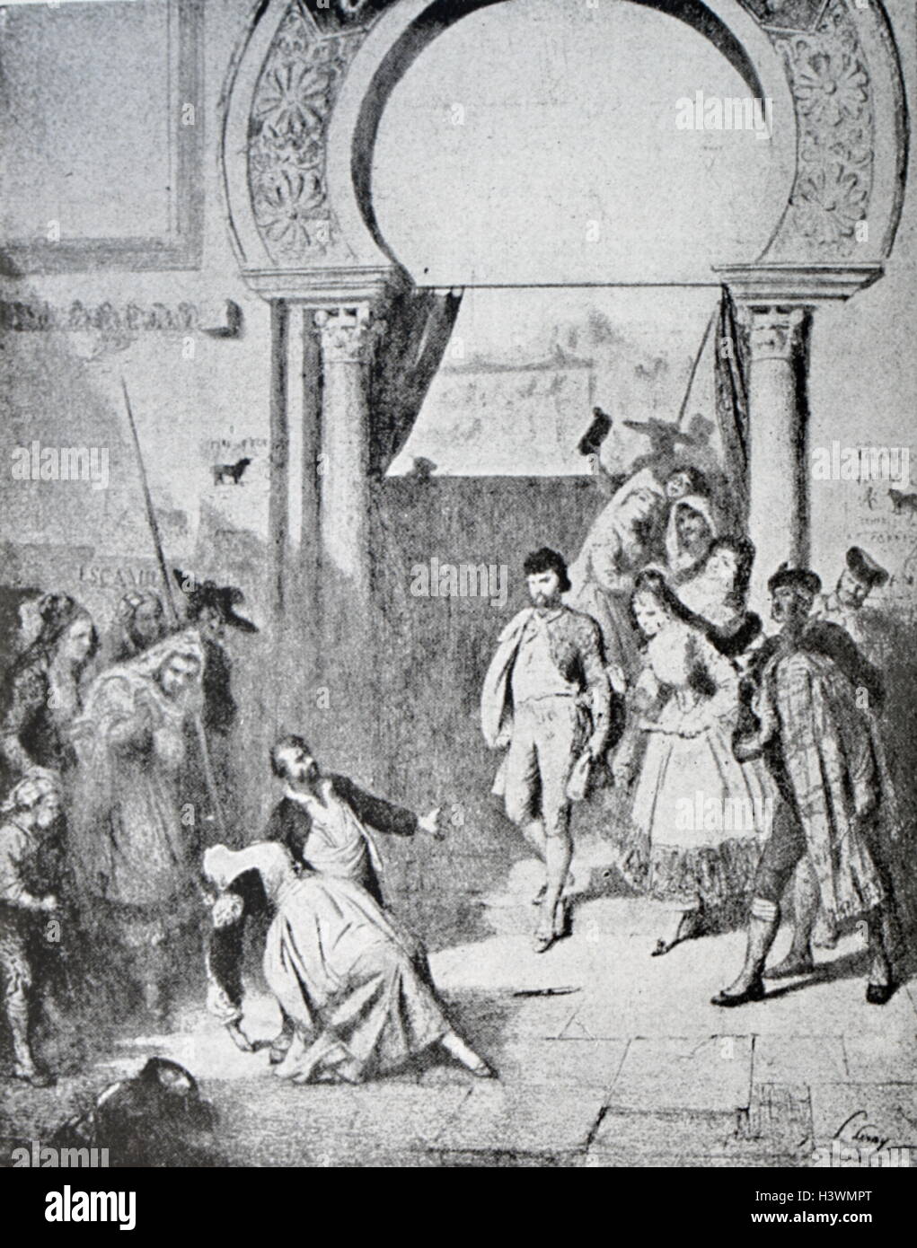 Gemälde der Darstellung einer Szene aus der Oper Tristan und Isolde von Richard Wagner (1813) Ein deutscher Komponist, Regisseur, Polemiker, und Dirigent. Vom 19. Jahrhundert Stockfoto Gemälde der Darstellung einer Szene aus der Oper Tristan und Isolde von Richard Wagner (1813) Ein deutscher Komponist, Regisseur, Polemiker, und Dirigent. Vom 19. Jahrhundert Stockfoto