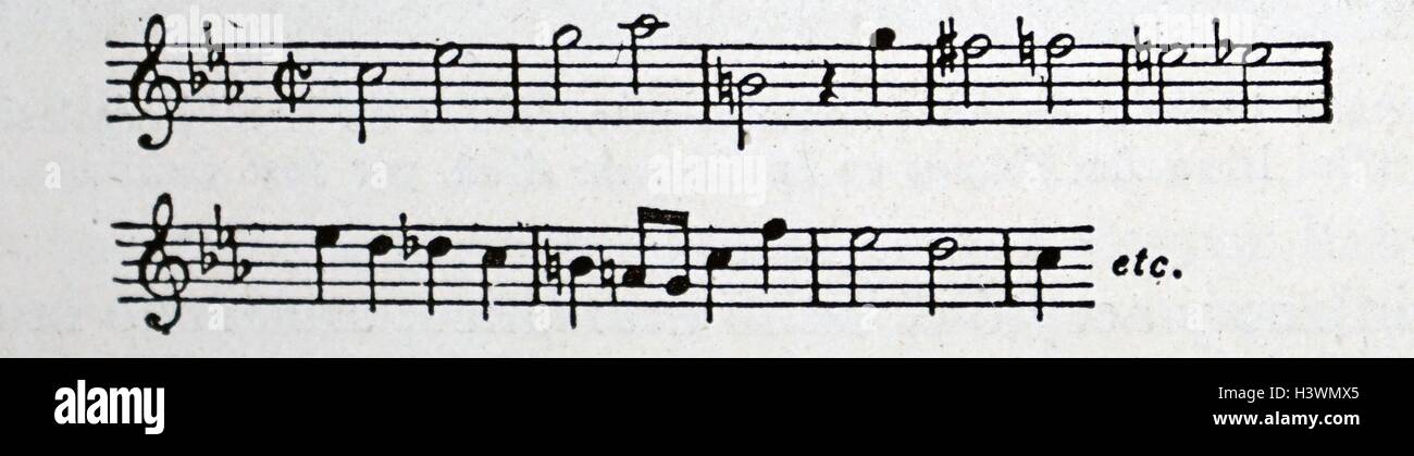 Noten von Johann Sebastian Bach (1685-1750), deutscher Komponist und Musiker des Barock. Vom 18. Jahrhundert Stockfoto