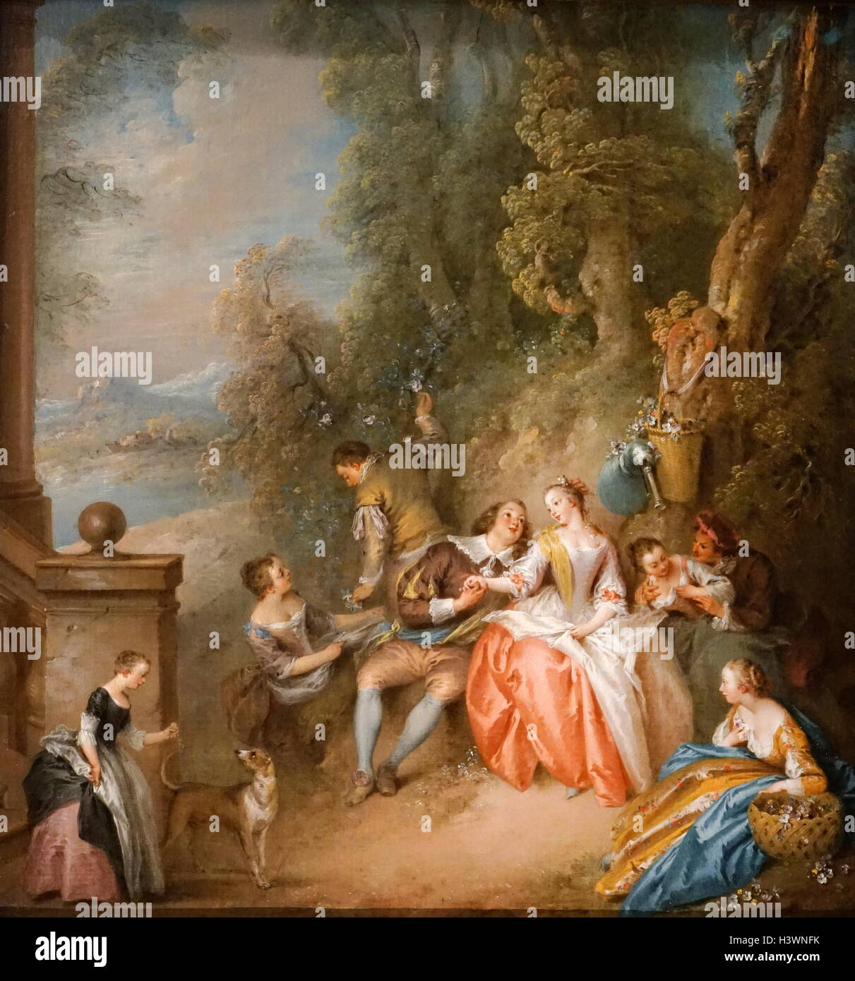 Gemälde mit dem Titel "Fête Champêtre" von Jean-Baptiste Pater (1695-1736) eines Malers des französischen Rokoko. Vom 18. Jahrhundert Stockfoto