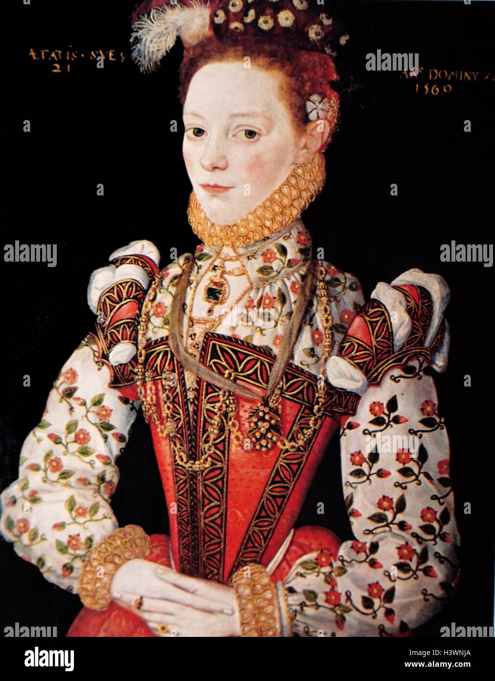 Portrait von Helena, Marchesa von Northampton (1548-1635), einem Schwedischen geborene Adlige und Mädchen der Ehre der Königin Elisabeth I. von England. Vom 16. Jahrhundert Stockfoto