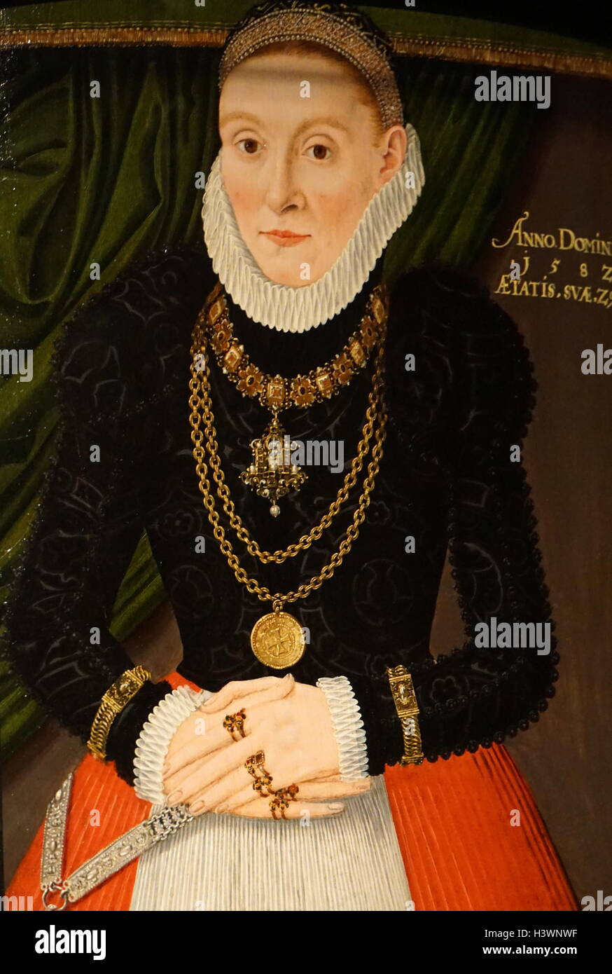 Porträt einer Dame aus Nordwestdeutschland. Datiert aus dem 16. Jahrhundert Stockfoto