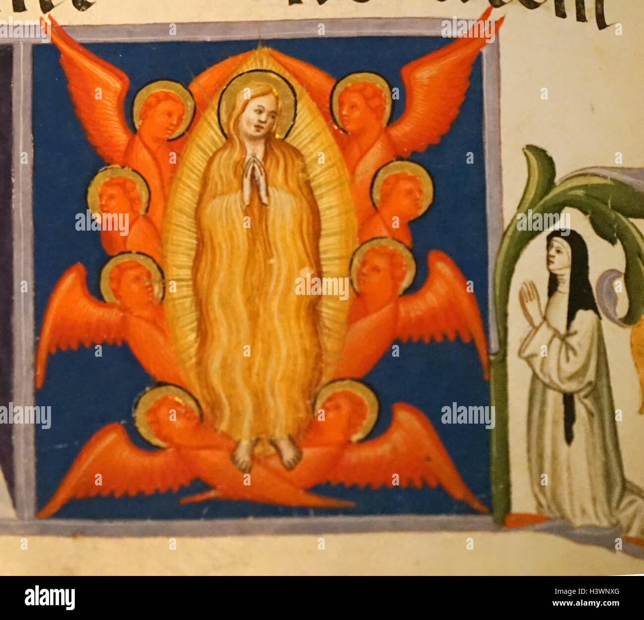 Beleuchtete Chor Buch von Don Simone Camaldolese (aktive 1378-1405) einen italienischen Illuminator. Vom 14. Jahrhundert Stockfoto