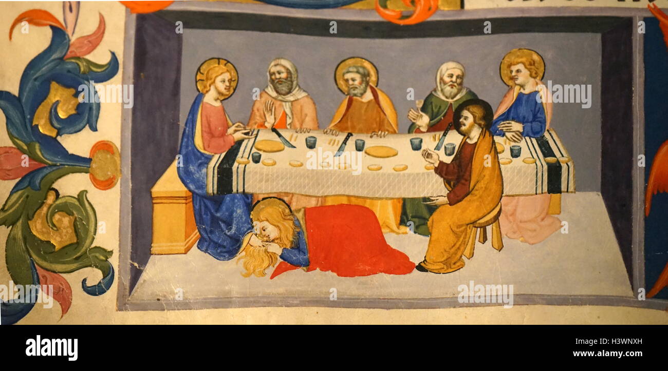 Beleuchtete Chor Buch von Don Simone Camaldolese (aktive 1378-1405) einen italienischen Illuminator. Vom 14. Jahrhundert Stockfoto