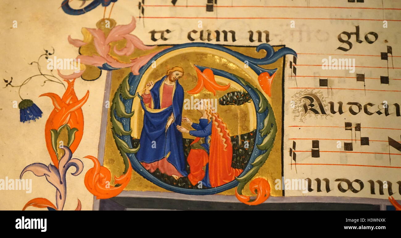 Beleuchtete Chor Buch von Don Simone Camaldolese (aktive 1378-1405) einen italienischen Illuminator. Vom 14. Jahrhundert Stockfoto