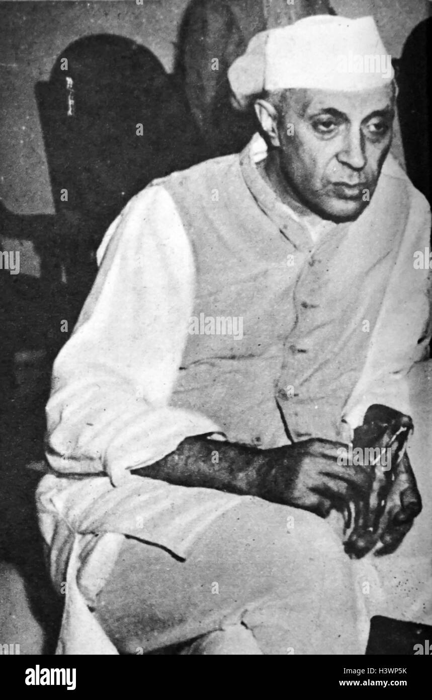 Foto der indische Premierminister Jawaharlal Nehru (1889-1964) und zentrale Figur in der indischen Politik. Vom 20. Jahrhundert Stockfoto