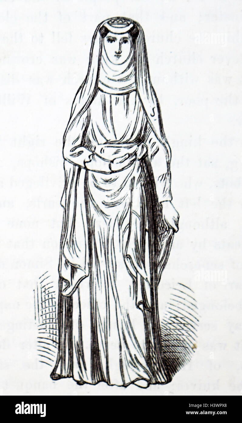 Typische Kleidung des 13. Jahrhunderts Frau in England. Vom 13. Jahrhundert Stockfoto