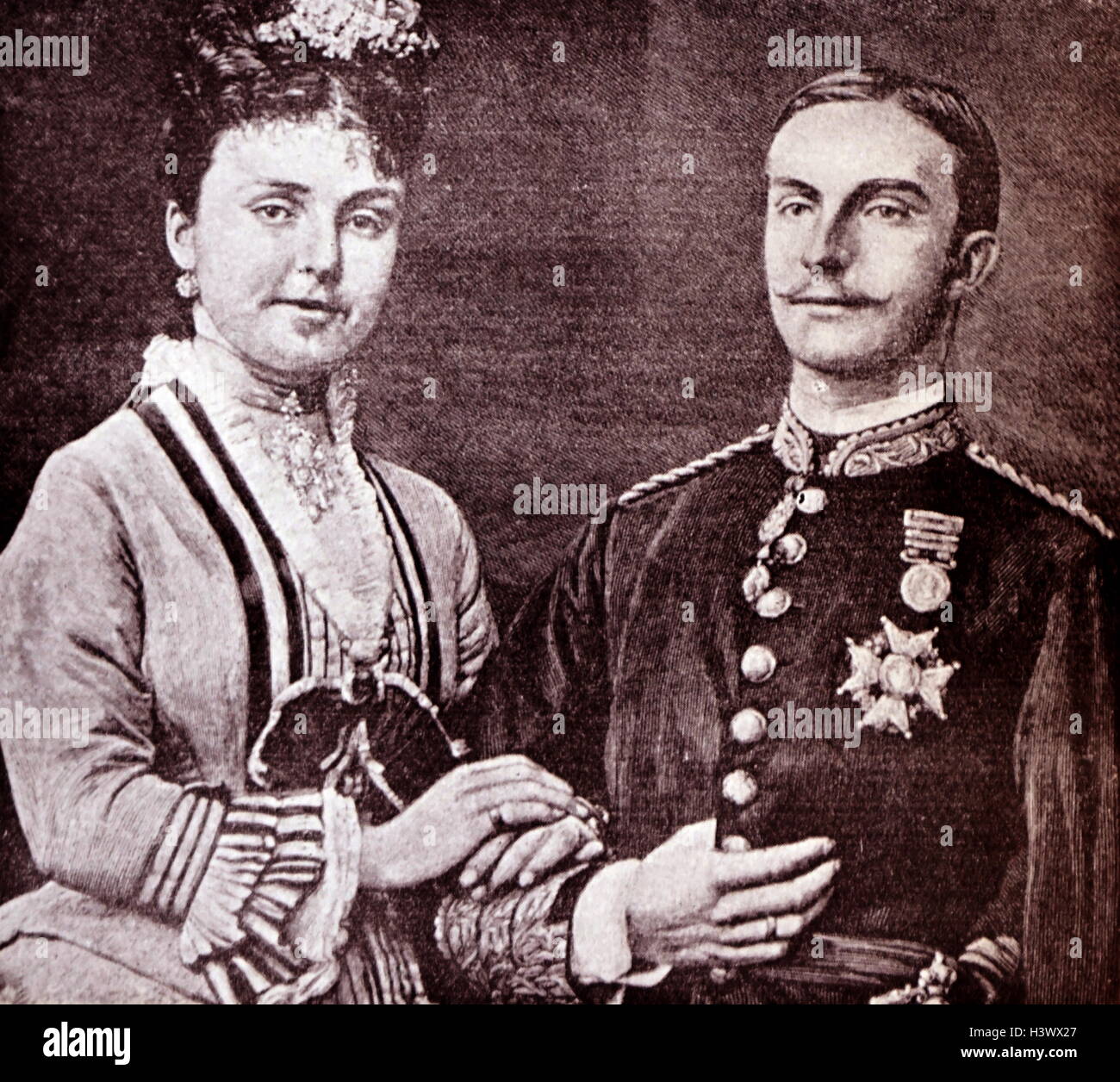 Fotografieren von Alfonso XII von Spanien (1857-1885) und Mercedes von Orléans. Vom 19. Jahrhundert Stockfoto