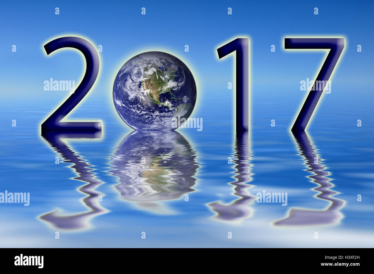 2017-Erde-Umwelt-Konzept, 2017 Neujahrsgrüße Stockfoto