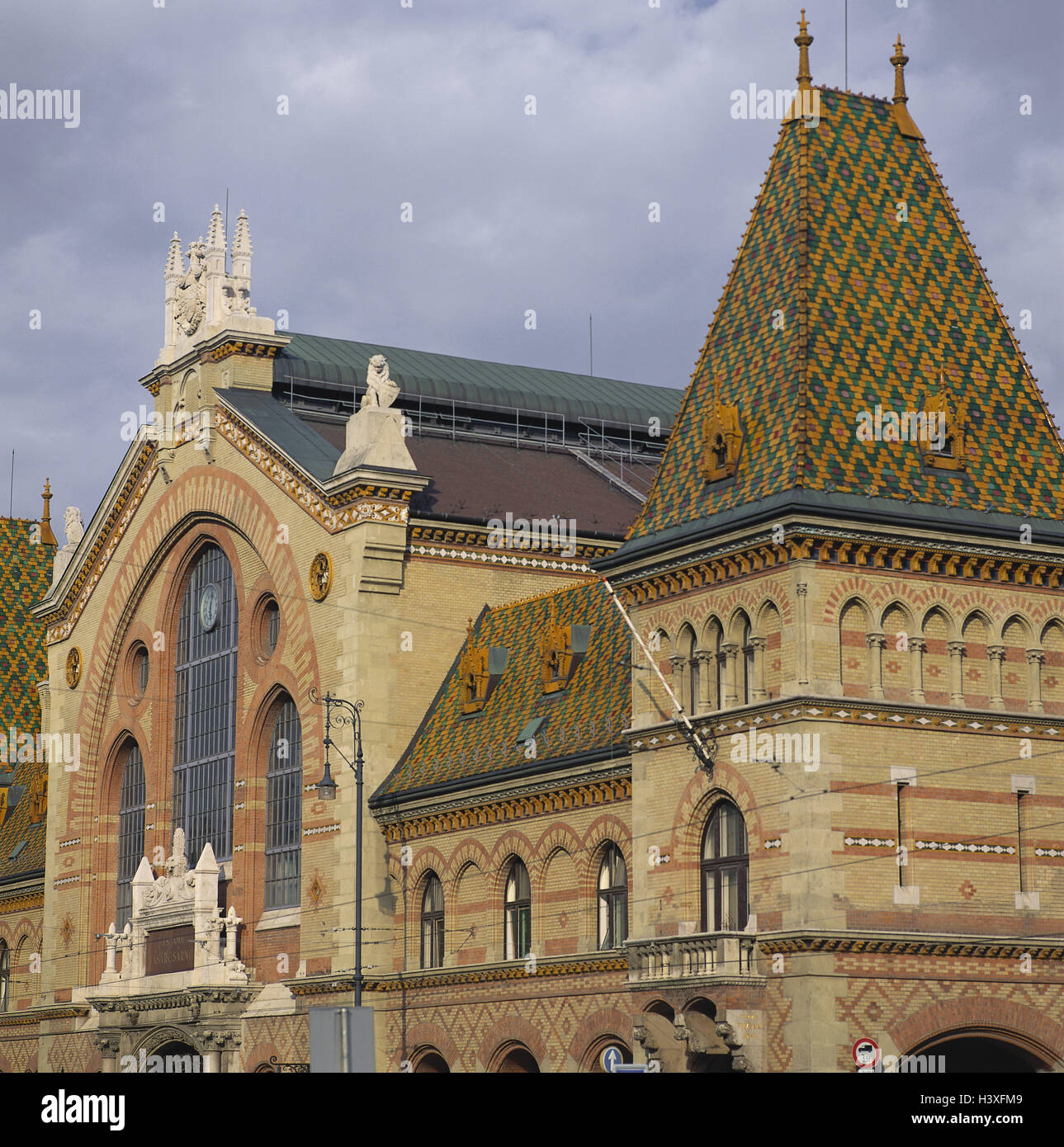 Ungarn, Budapest, zentrale Markthalle, detail, Europa, Kapital, Központi Vasarcsarnok, Struktur, Architektur, Gebäude, Sehenswürdigkeit, draussen Stockfoto