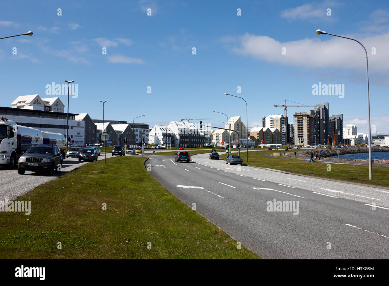 Seabraut Küsten Straße Autobahn Reykjavik Island Stockfoto