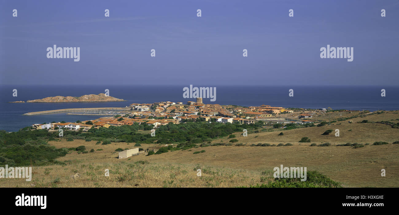 Italien, Sardinien, Provinz Sassari, Isola Rossa, Insel, Mittelmeer, Sardinien, Westküste, Golfo Dell' Asinara, Ort, Übersicht, Insel, Felsen-Insel, Meer Stockfoto