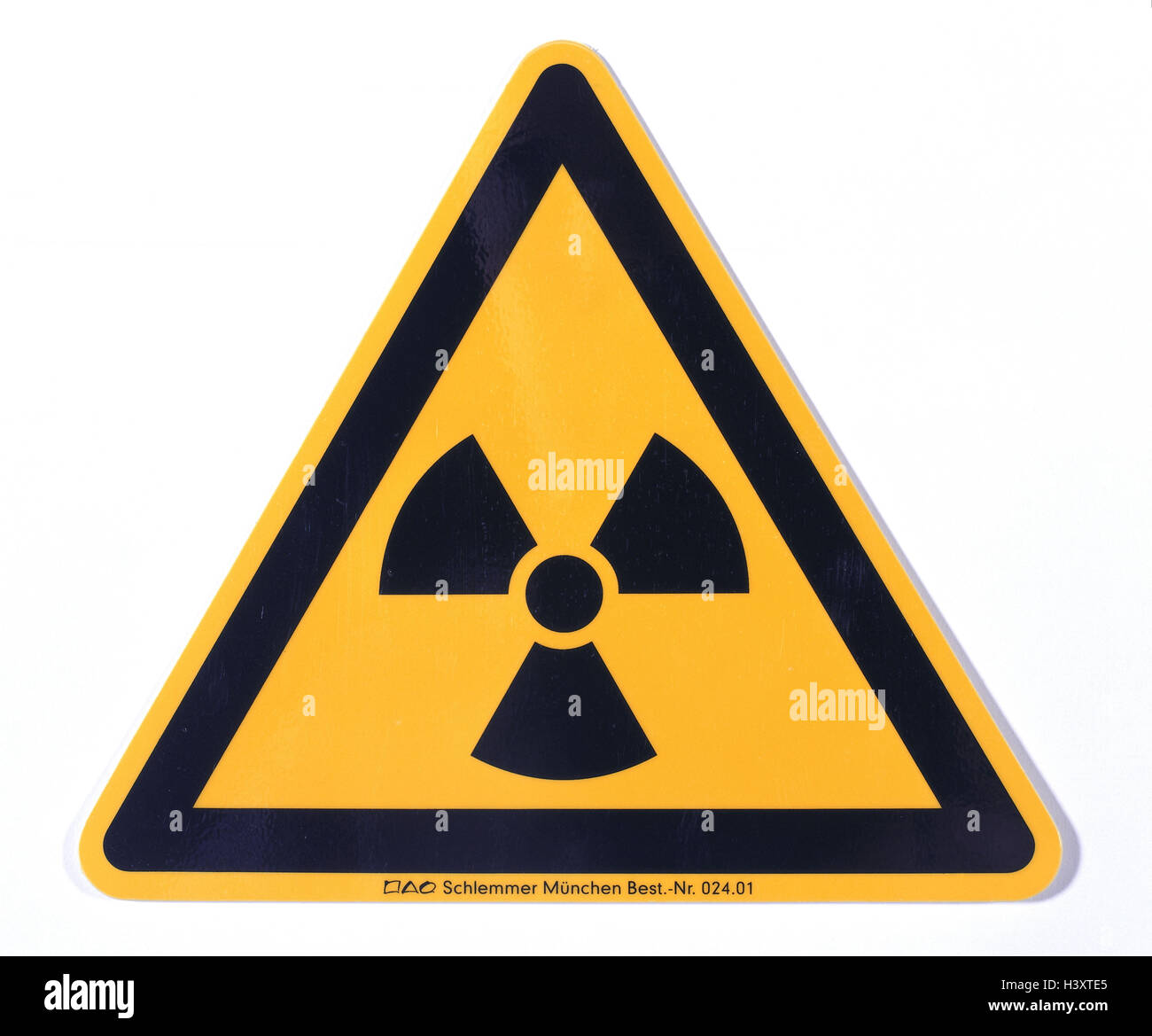 Warnzeichen, Gefahrensymbol, Radioaktivität, Clipping-Pfad, Stockfoto