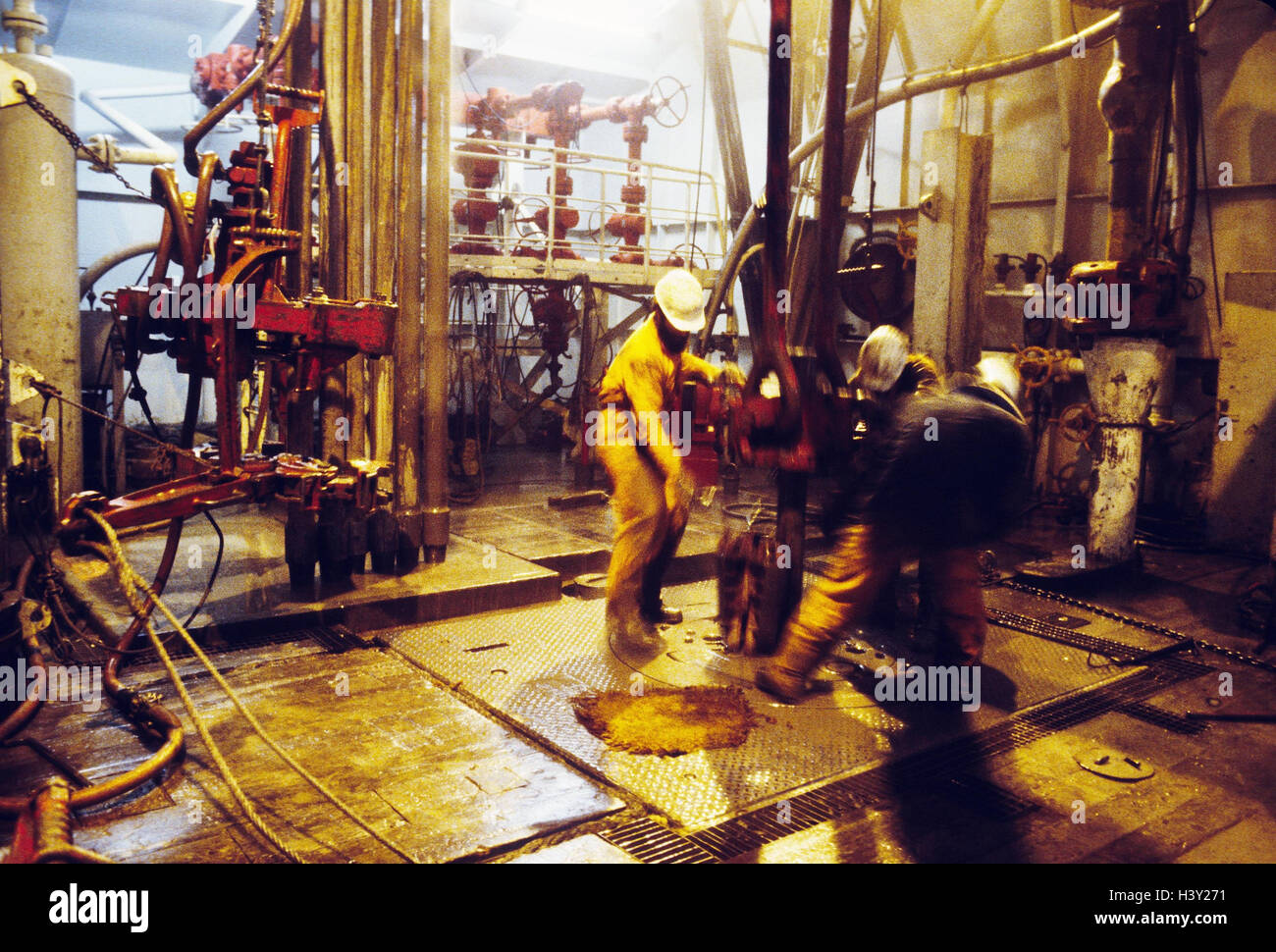 Drilling Rig, Deck, Arbeiter, etwas außerhalb, Wirtschaft, Industrie