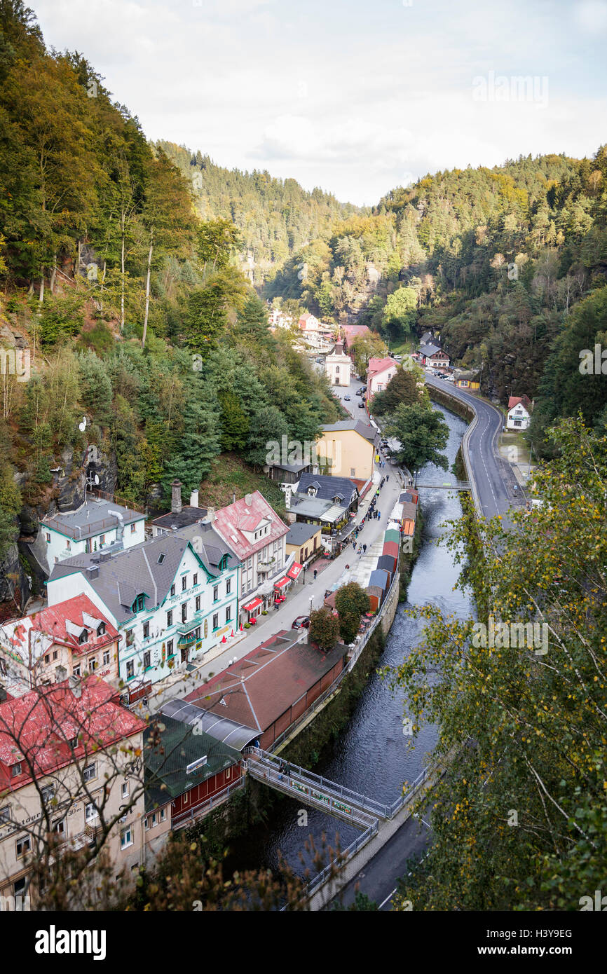 Blick über Hrensko, Usti Nad Labem, Tschechische Republik Stockfoto