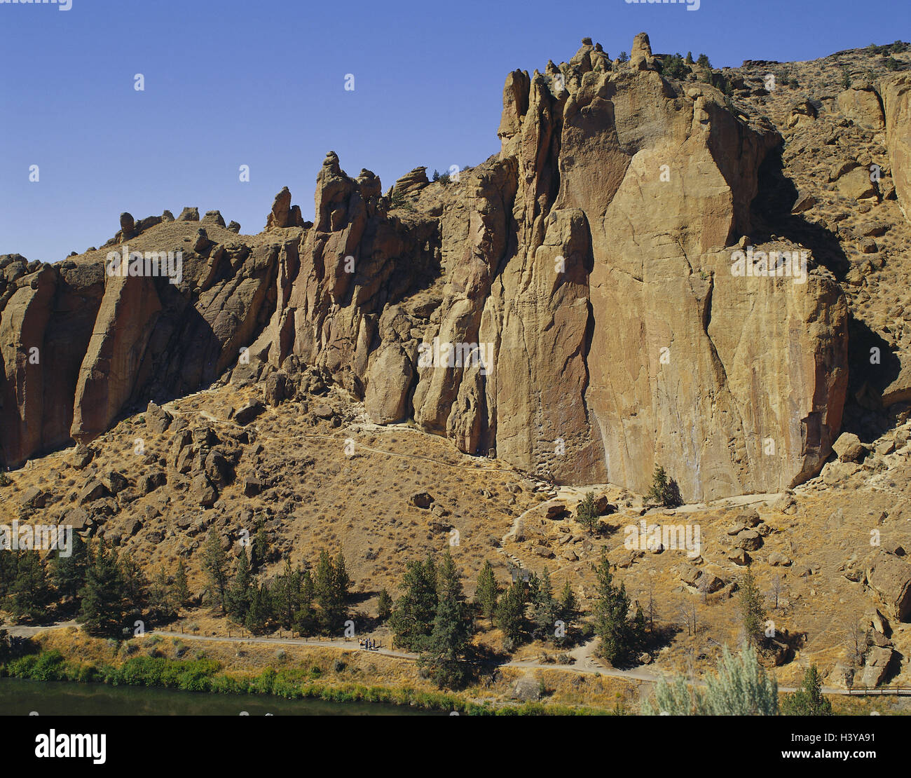 USA, Oregon, Smith Rock, Klettern, Steilfelsten, Gegend, Landschaft, Berge, Fluss Stockfoto