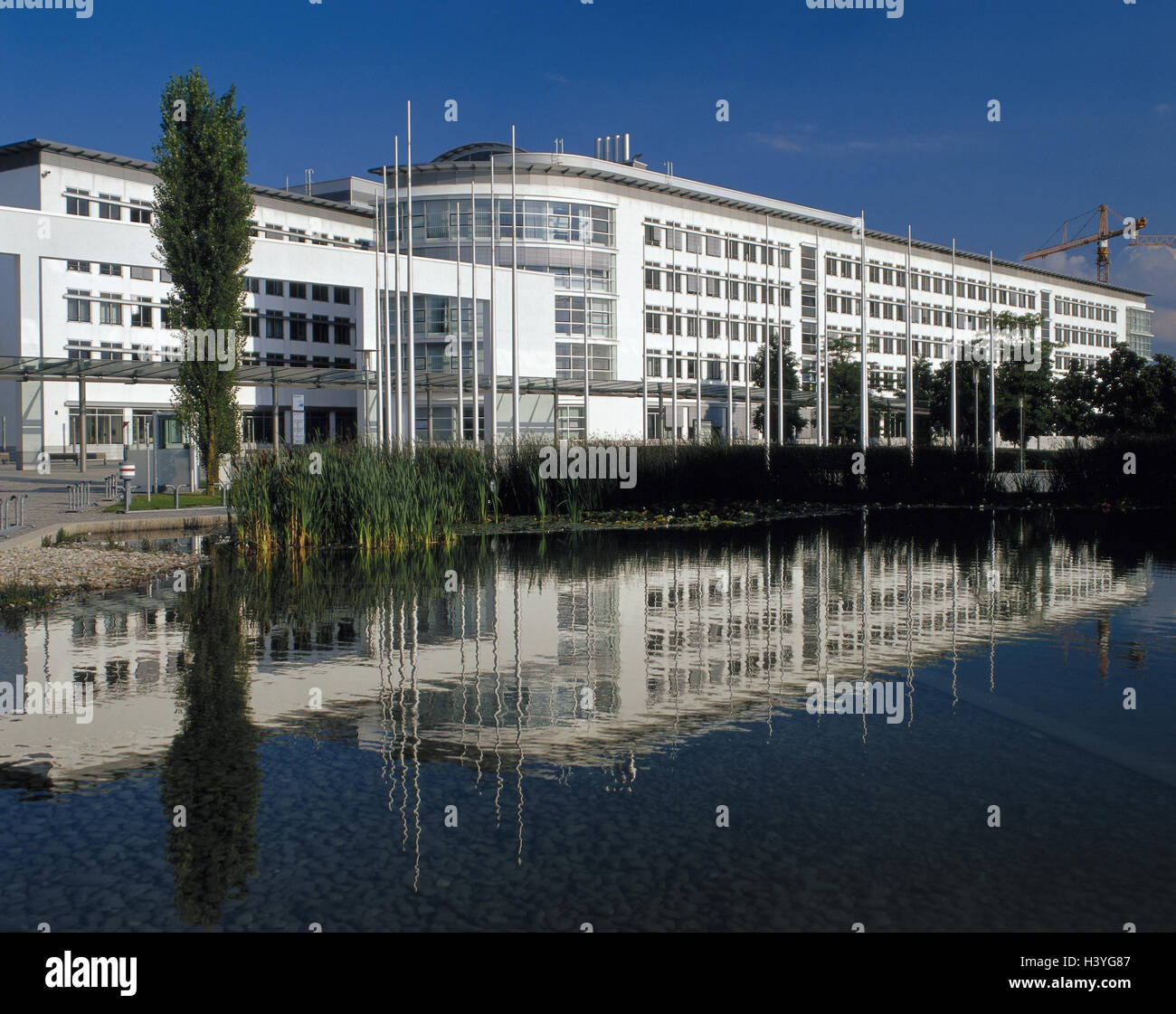 Deutschland, Bayern, München, "neue Messe International", Eingang, Teich, Europa, Upper Bavaria, Messegelände, Muskelaufbau, Architektur, Eingang Range, Wasser Becken, Sommer Stockfoto