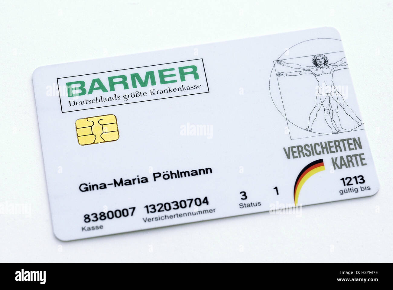Krankenversicherungskarte, öffentliche Gesundheit, Krankenversicherung, Karte, Versicherungs-, Versicherungs-Karte, Versicherung, Gesundheit Versicherung, Barmer, materielle Aufnahme Stockfoto
