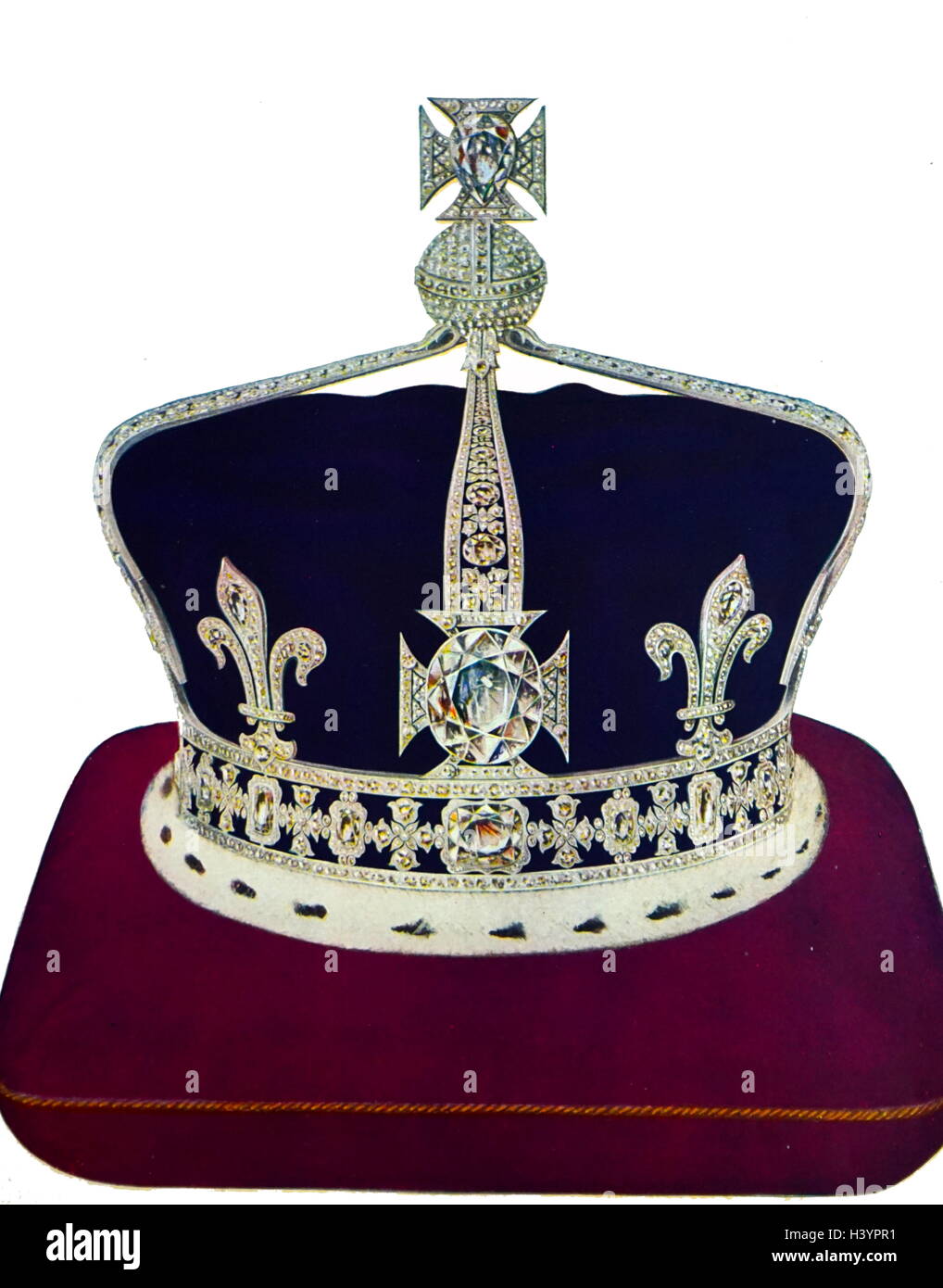 Queen Elizabeth's Crown, hergestellt von Garrard, war der erste in Platin angebracht werden. Es bietet einen stirnreif von Königin Victoria verwendet und ist von der Koh-I-Noor blasoniert Diamant. Krone der Königin Elizabeth, die Königinmutter, auch "Königin Mutter Krone genannt, ist die Krone für Königin Elizabeth, die Frau von König George VI, bei ihrer Krönung im Jahre 1937 zu tragen und Öffnungen des Parlaments während der Regierungszeit ihres Mannes. Stockfoto