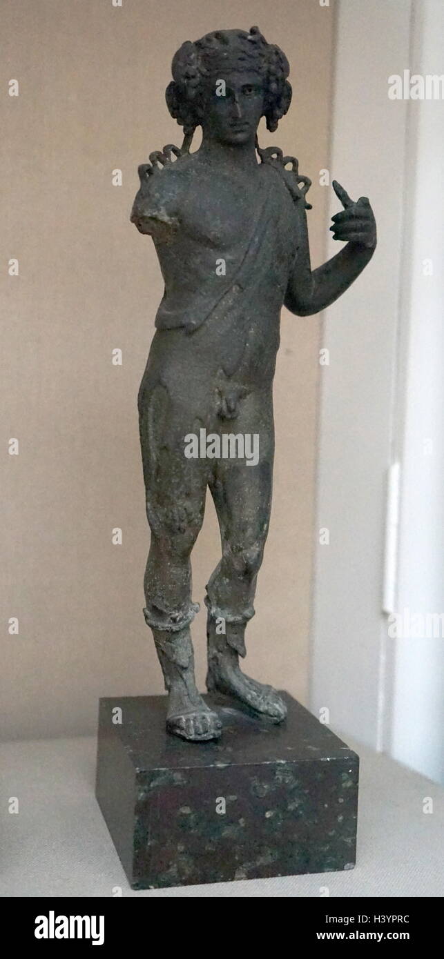 2. Jahrhundert v. Chr. griechische Statue aus Bronze; Darstellung der Gott des Weines, Dionysos. Ionische Inseln, Griechenland Stockfoto