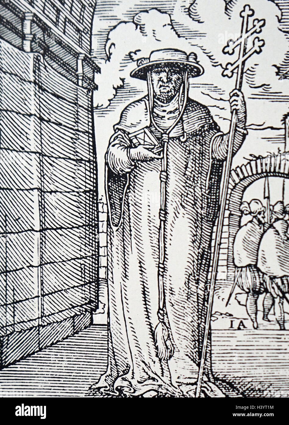 Holzschnitt Darstellung mittelalterlicher Kardinal. Datiert aus dem 16. Jahrhundert Stockfoto