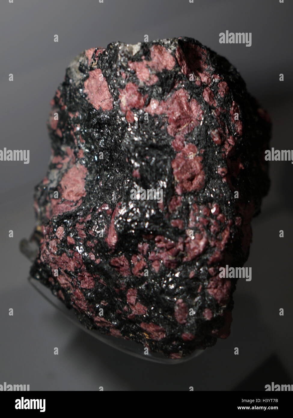 Eine Probe des Eudialyte, eine seltene neun Mitgliedstaaten ring cyclosilicate Mineral, das in basischen magmatischen Gesteinen Formen, wie Nephelin syeniten. Vom 21. Jahrhundert Stockfoto