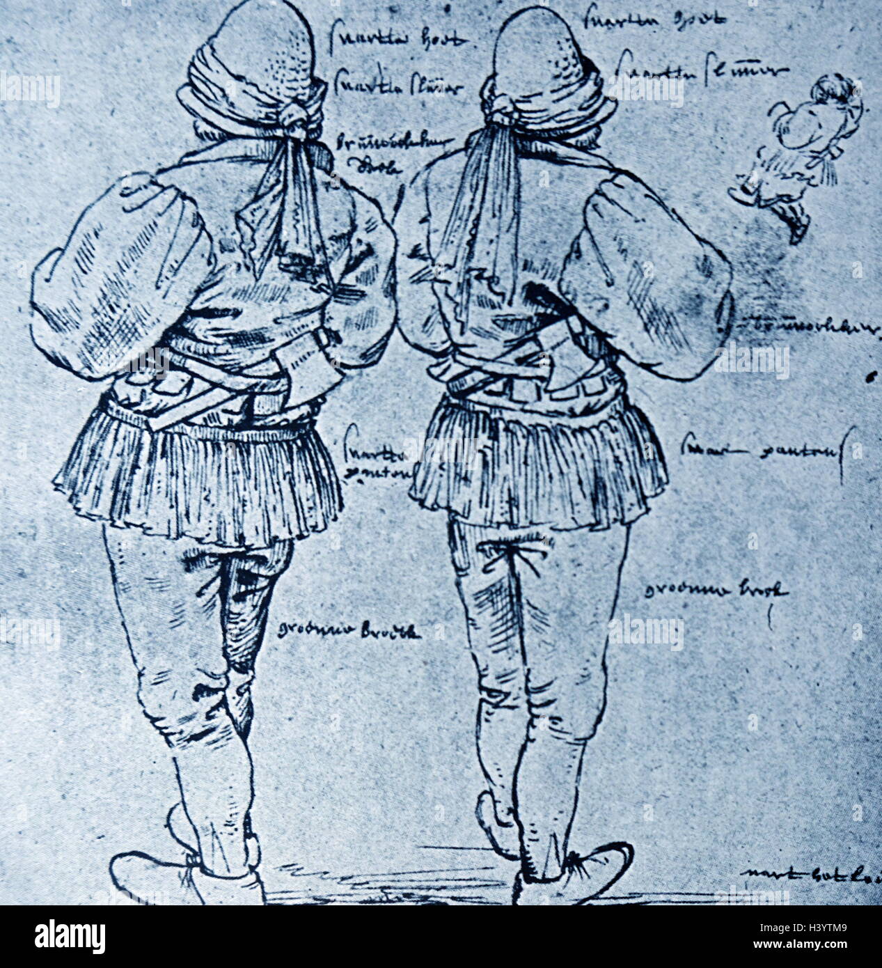 Abbildung eines männlichen von Pieter Bruegel der Ältere (1525-1569), einem niederländischen Renaissance Maler und Grafiker. Vom 16. Jahrhundert Stockfoto