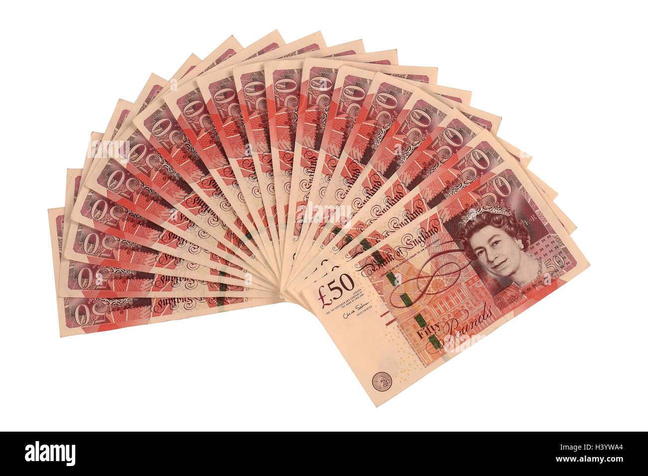 Geld, fünfzig Pfund Notizen, Banknoten, Banknote, Geld, Währung, Sterling, "Britische Geld" "britische Banknoten" Stockfoto
