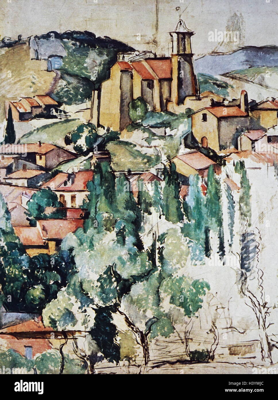 Gemälde mit dem Titel "Ansicht von Gardanne' von Paul Cézanne (1839-1906), ein französischer Künstler und post-impressionistischen Maler. Vom 19. Jahrhundert Stockfoto