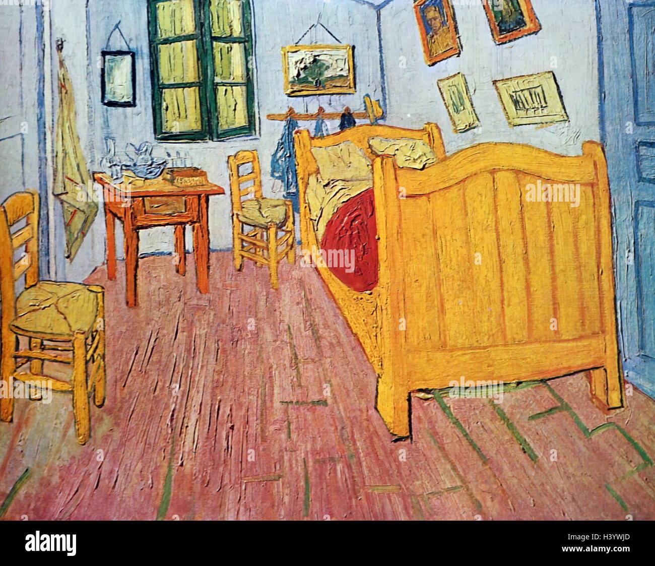 Gemälde mit dem Titel "Schlafzimmer in Arles" von Vincent Van Gogh (1853-1890) niederländische Post-Impressionisten Maler. Vom 19. Jahrhundert Stockfoto