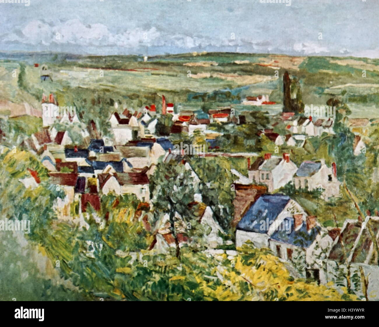 Gemälde mit dem Titel "Ansicht von Auvers" von Paul Cézanne (1839-1906), ein französischer Künstler und post-impressionistischen Maler. Vom 19. Jahrhundert Stockfoto