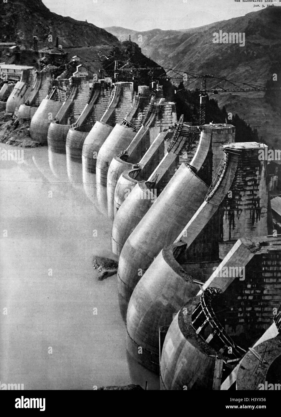 Fotografieren von Dam Girotte, einen Damm befindet sich in der Stadt Hauteluce in Frankreich. Vom 20. Jahrhundert Stockfoto