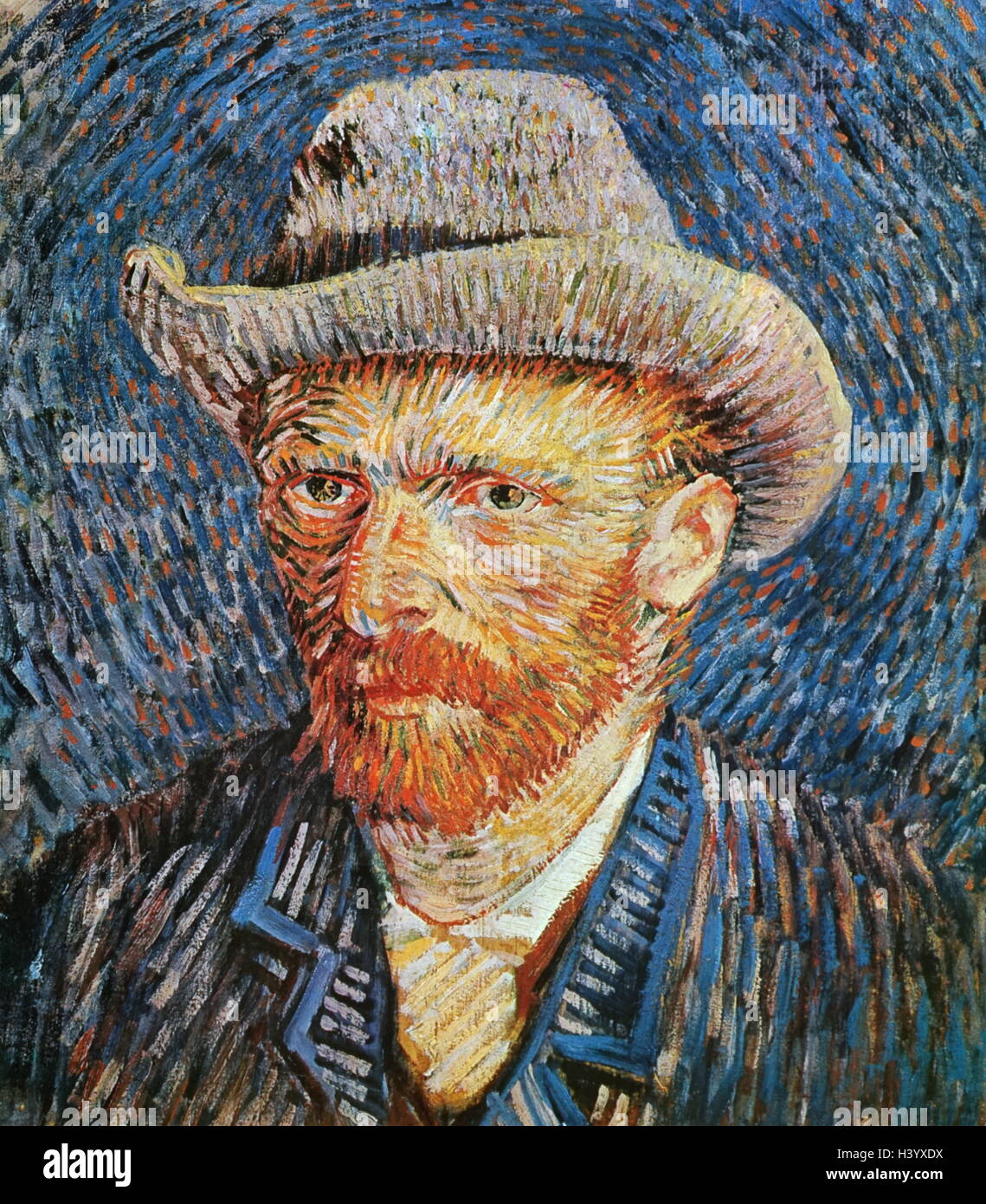 Selbstbildnis mit grau Filz Hut von Vincent Van Gogh (1853-1890) niederländische Post-Impressionisten Maler. Vom 19. Jahrhundert Stockfoto