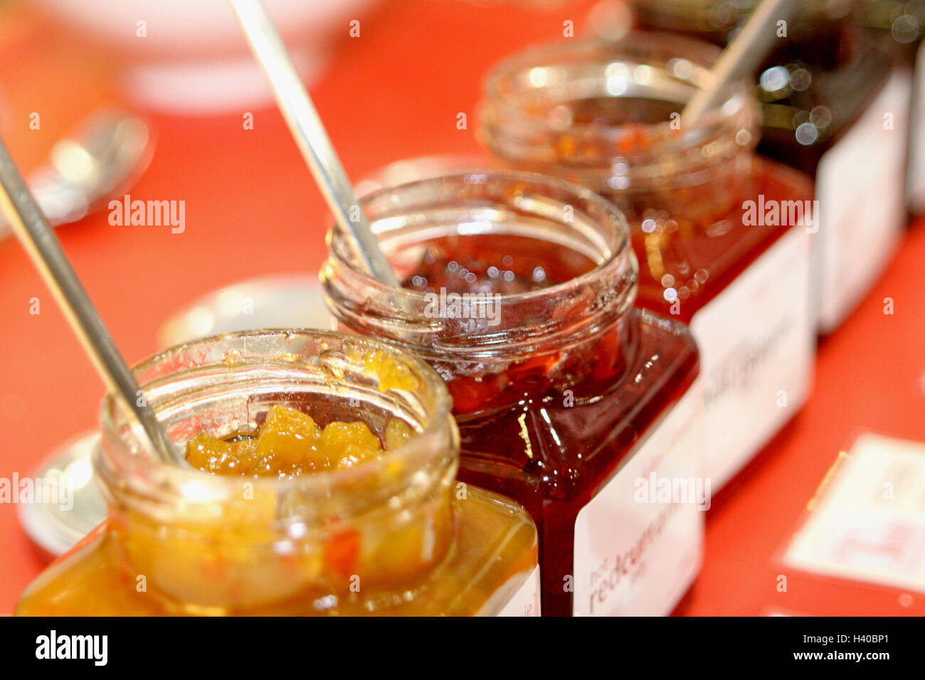 Marmelade im Glas Stockfoto