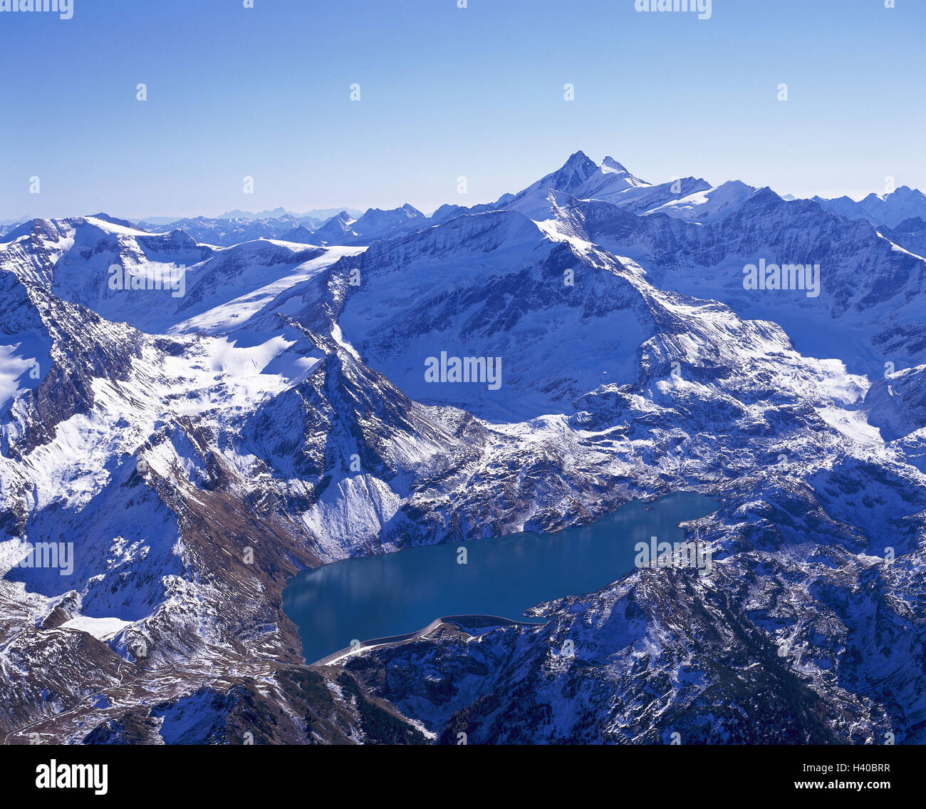 Österreich, Salzburger Land, Kap-Run, Wasserfall Stock, Reservoir, Großglockner, außen, Luftaufnahmen, Berge, Gebirgsmassiv, Bergsee, Bergsee, Bergregion, panorama Stockfoto