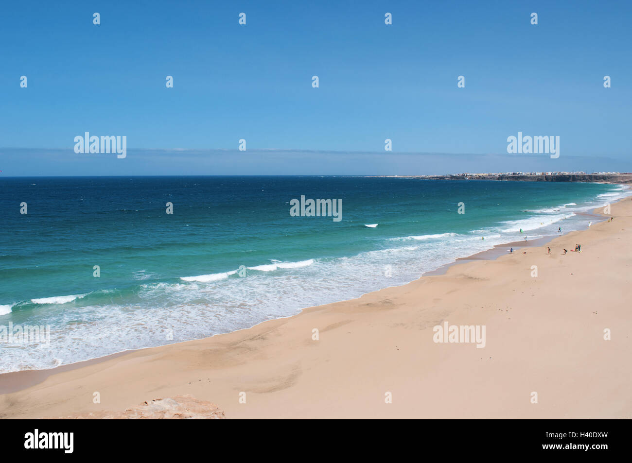 Fuerteventura, Kanarische Inseln, Spanien: Blick auf den Strand von Piedra PLaya oder Playa Del Aljibe de La Cueva, an der nordwestlichen Küste in der Nähe von El Cotillo Stockfoto