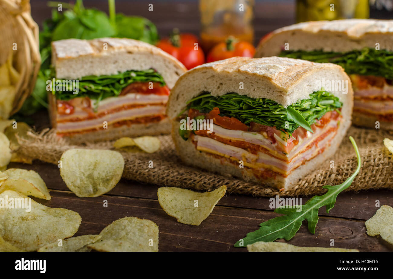 Italienische gepressten Sandwich - voll lecker. Italienischer Schinken ...