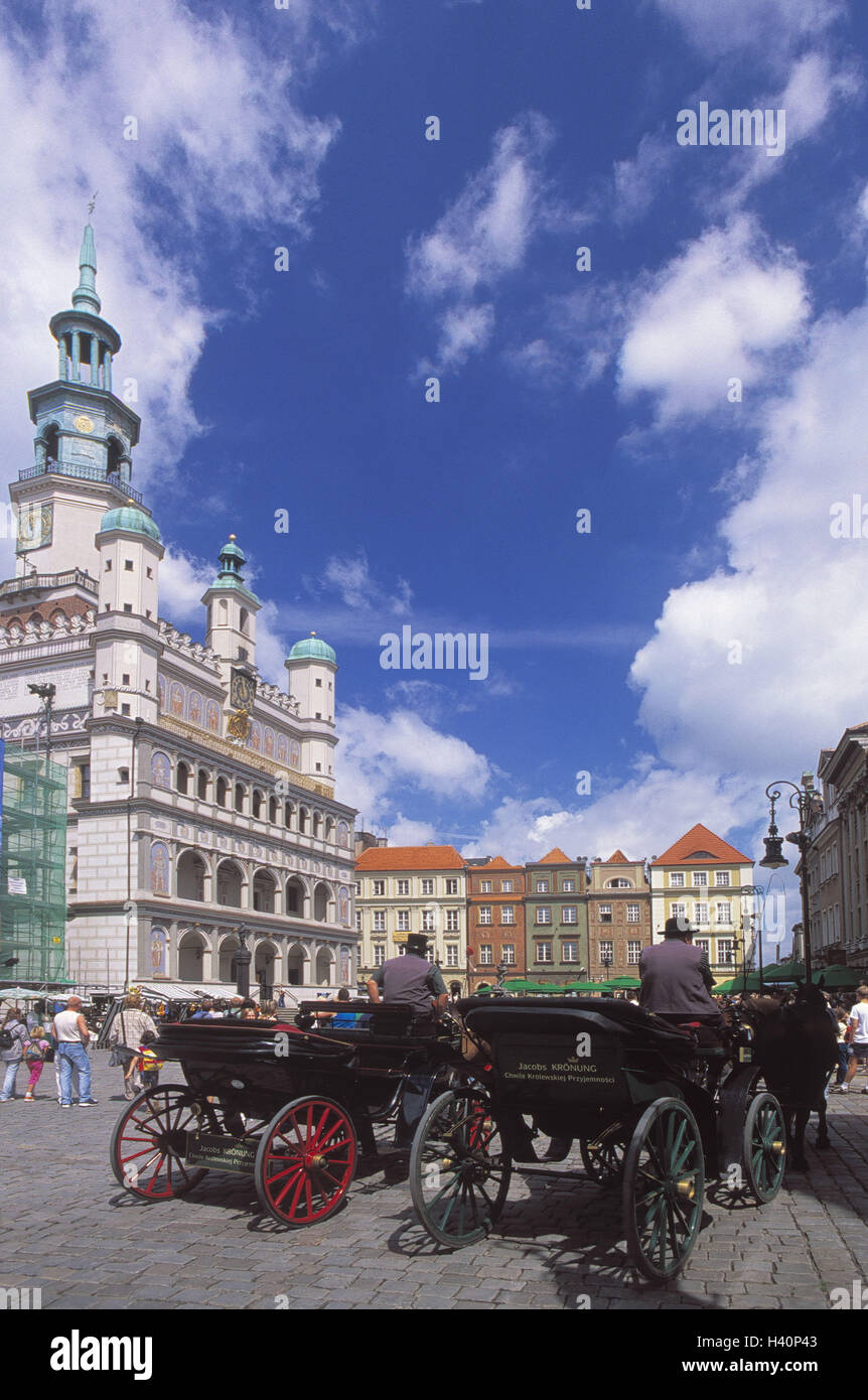 Polen, Posen, Altstadt, Rathaus, Tourist, Kutschen, Europa ...