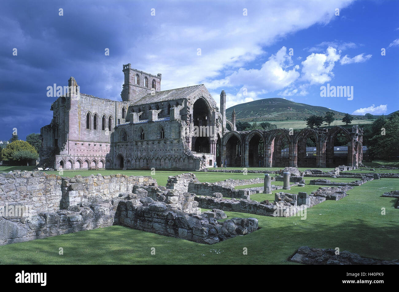 Großbritannien, Schottland, Broder, Melrose Abbey, Ruine, Highland, Highland, Bausubstanz, Abteikirche, Ruine, Kirche, Mauer-Reste, Ort von Interesse Stockfoto