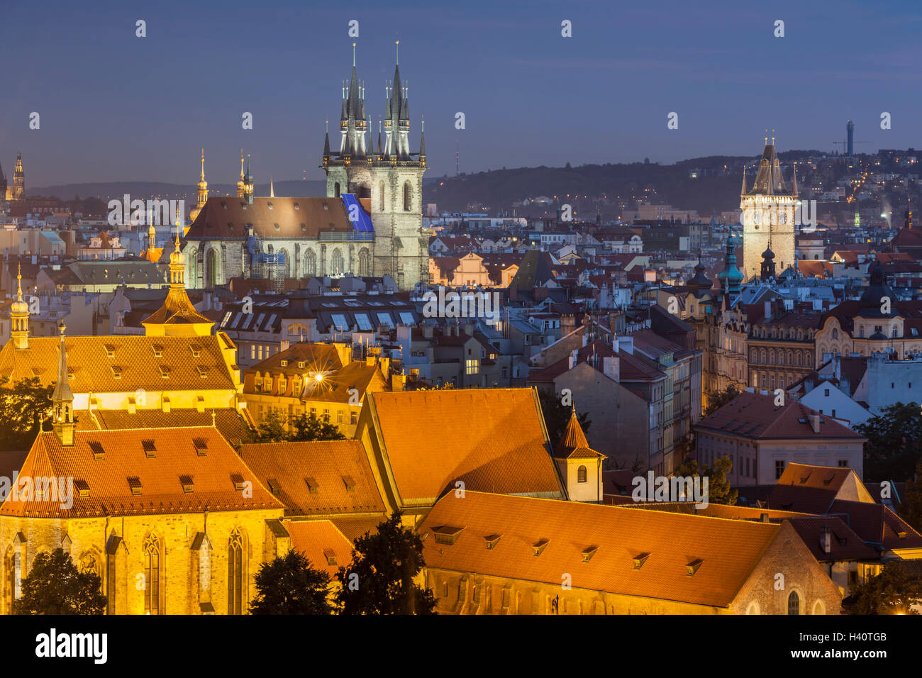 Am Abend in der Altstadt von Prag, Tschechische Republik. Stockfoto