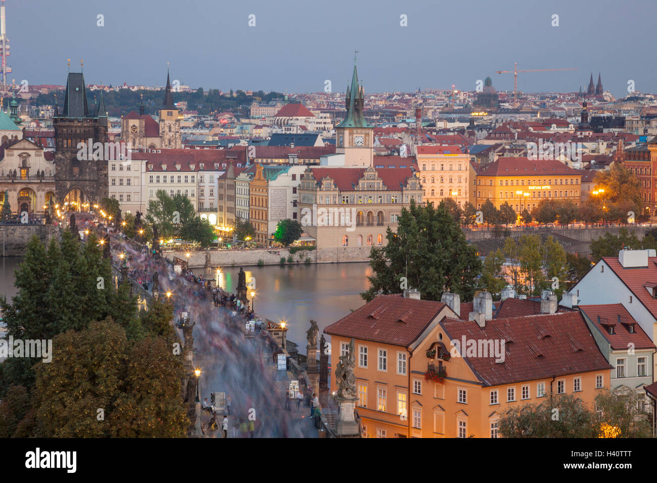 Am Abend in Prag, Tschechien. Stockfoto