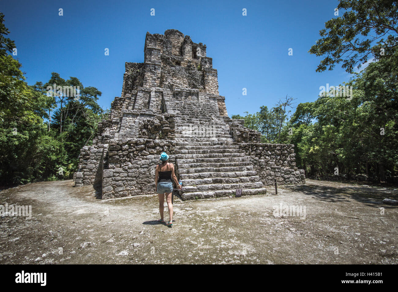 Wichtigsten Pyramide in Muyil (Riviera Maya, Mexiko) Stockfoto