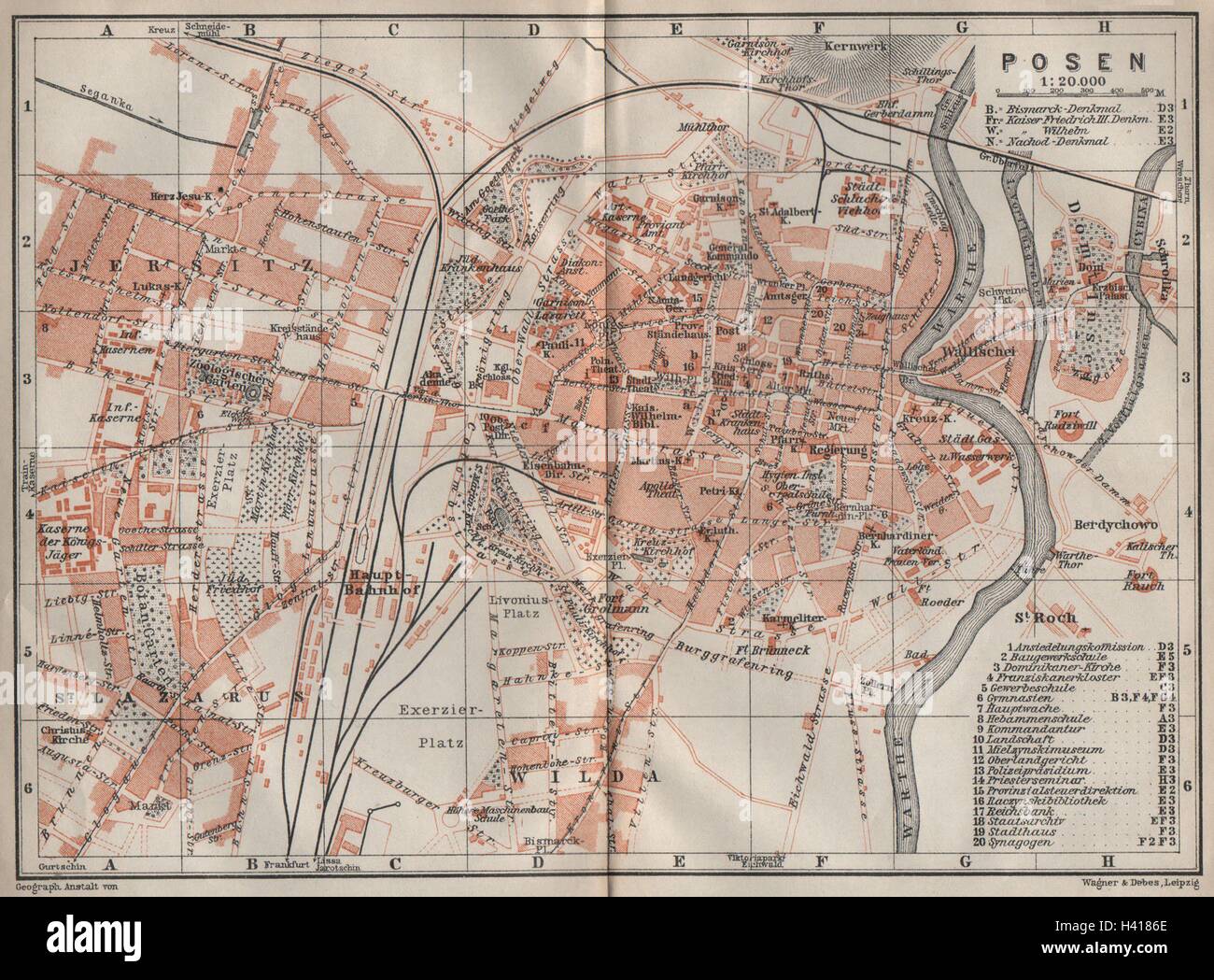 Posen Poznan Antiken Stadt Stadt Plan Miasta Posen Polen Mapa 1910 Alt Stockfotografie Alamy